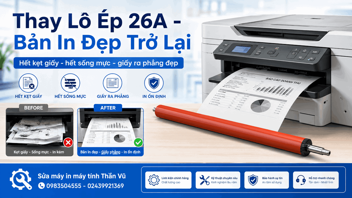 Lô ép 26A mới giúp hạn chế nhăn giấy, kẹt giấy